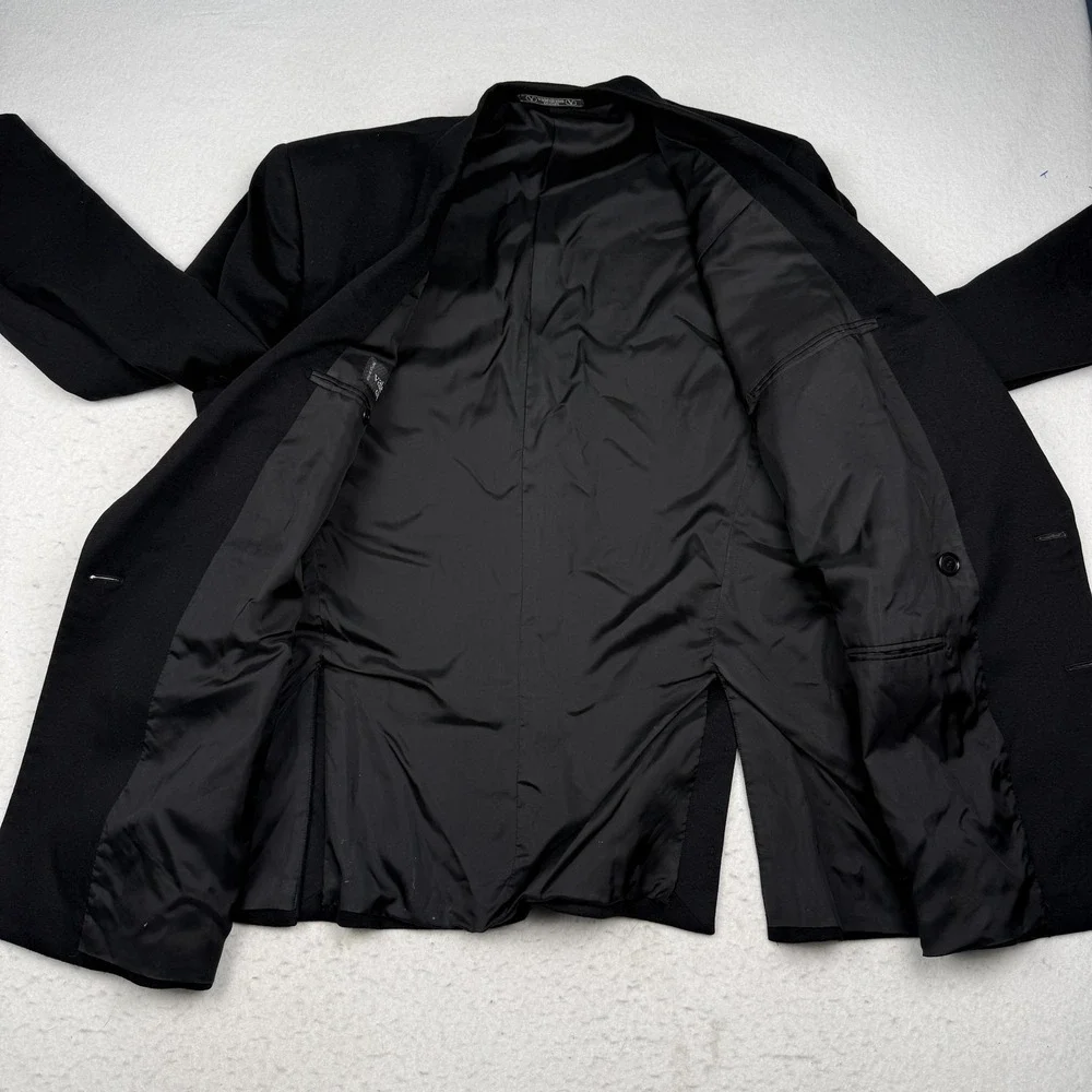Valentino Couture Blazer Mens EU 56 Black Cashmere Double Breasted Italy
